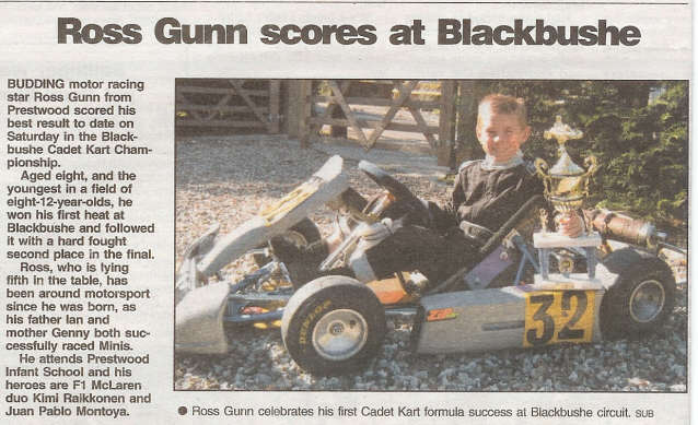 Newspaper clip about Ross is karting king